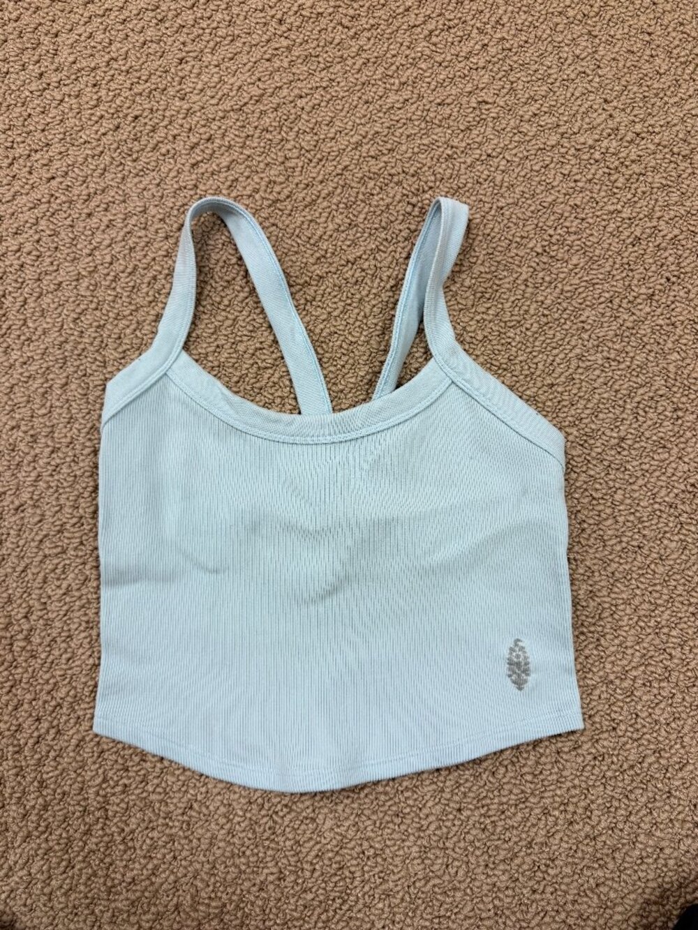 FP Movement All Clear Solid Cami Racerback Active Ribbed Cropped Tank Blue M/L - Picture 3 of 6